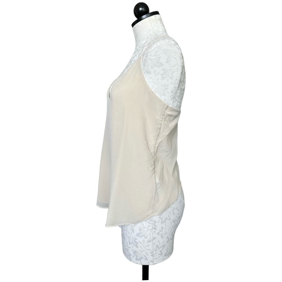 Habitual 100% Silk Shell Tank Beige Adjustable Straps Wrap Crop Back Size M - Picture 3 of 12